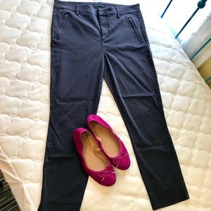 Zip Detail Mid-Rise Ankle Crop Level 99 Pants Navy